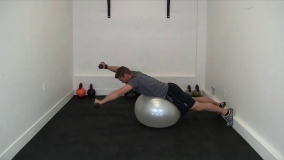 3D Dumbbell Back Extension on Stability Ball